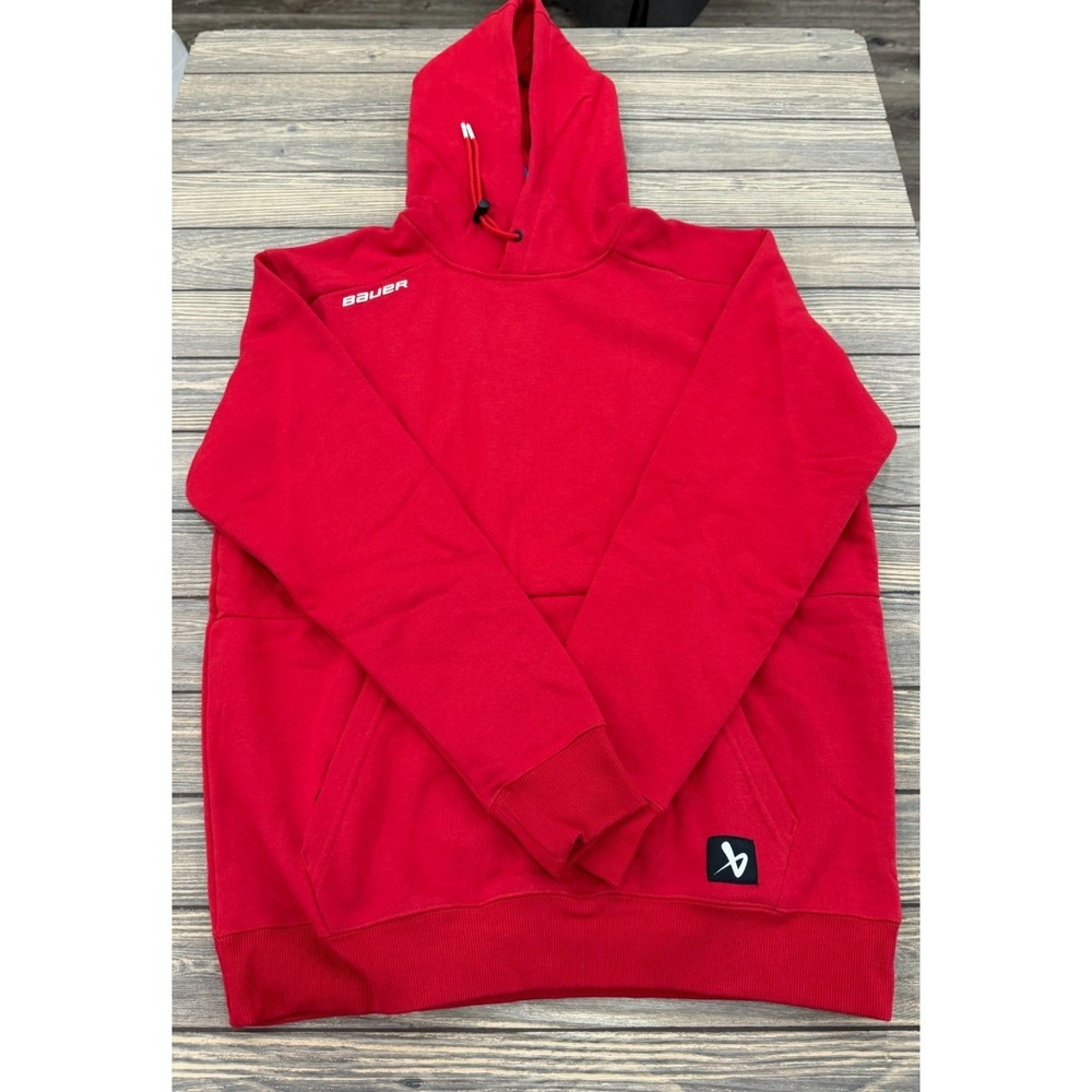 Bauer Mens Red Hoodie Sweatshirt M Medium 85% Cotton 15% Polyester